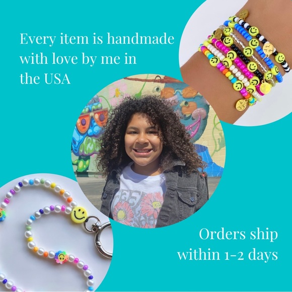 Chic Pearl electroplated Metallic Stretch Bracelet Chunky boho Teal Glass Beads - Picture 6 of 6